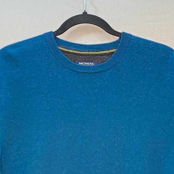 Mc Neal Mens Crewneck Sweater XL Mavericks Blue Merino Wool Cashmere Blend - Picture 3 of 14